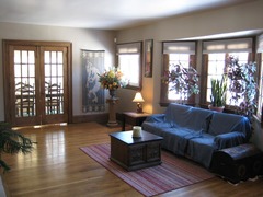 <p>The living room is in the back (depths) of the house.</p>