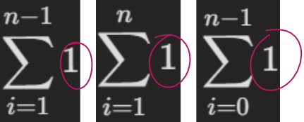 <p>Whenever you see a summation that repeatedly adds up 1, what formula should you use to simplify it?</p>