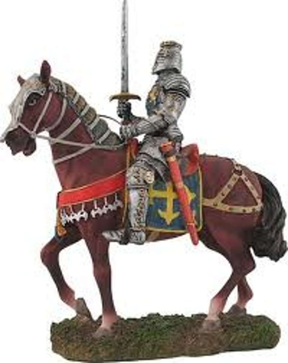 <p>an armored warrior who fought on horseback, served beneath the vassals, pledged to defend their lords' lands in exchange for fiefs</p>