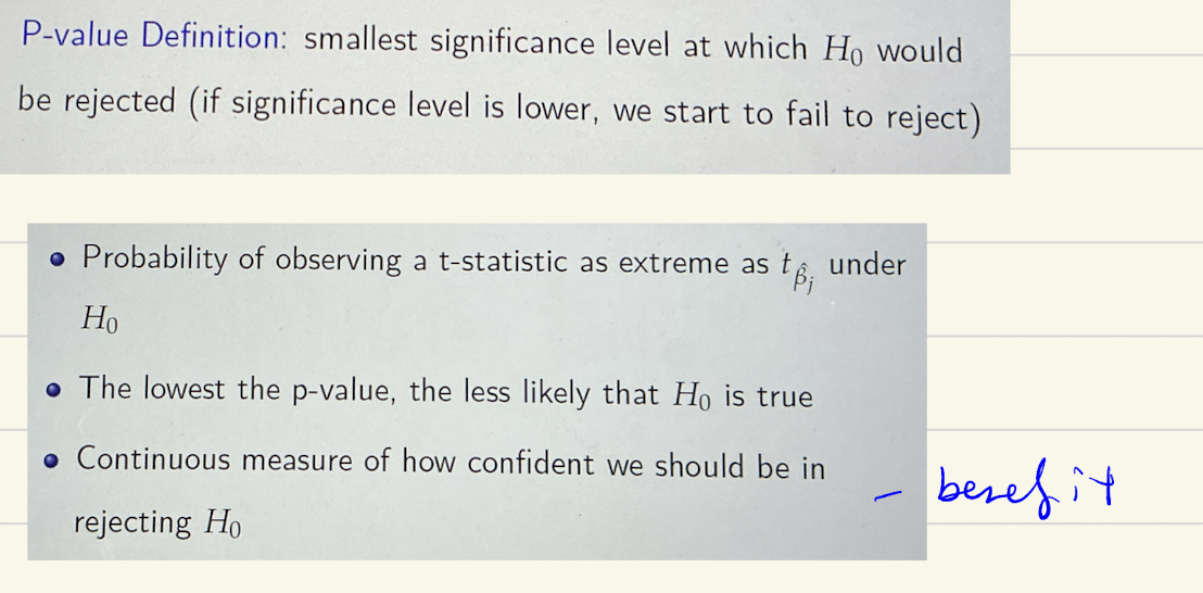 <p>sig value that maps the t-statistic</p>