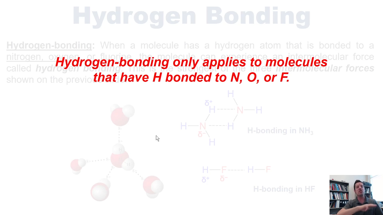 <p>molecules that have H bonded to NOF</p>