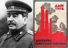 <p>Stalin's plan to reorganize the industry and agriculture to catch up with the industrialized west with collectivization of farms and unrealistic production quotas in factories</p>