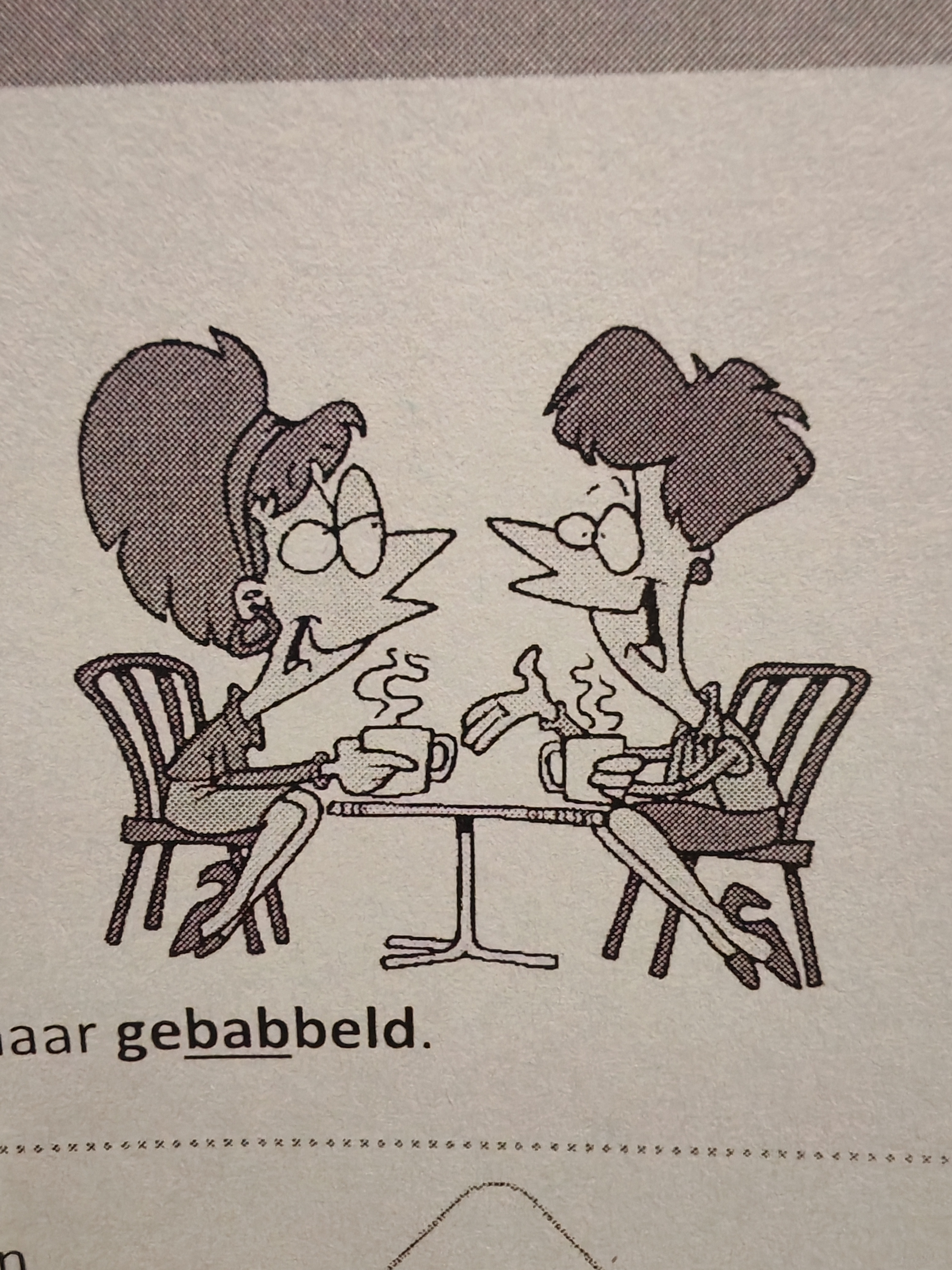<p>babbelen - ge<u>babb</u>eld - hij heeft met haar ge<u>bab</u>beld</p>