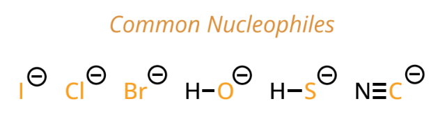 <p>electron-rich (has lone pair or π); donates electrons</p>