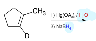 <p>Oxymercuration/demercuration (OH mark w/o h2so4) </p>