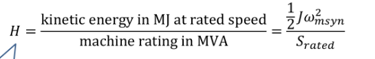 <p>kinetic energy in MY at the rated speed/machine rating in MVA</p>