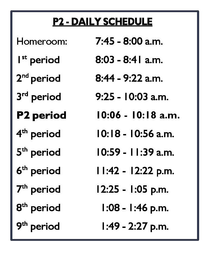 <p>The schedule</p>