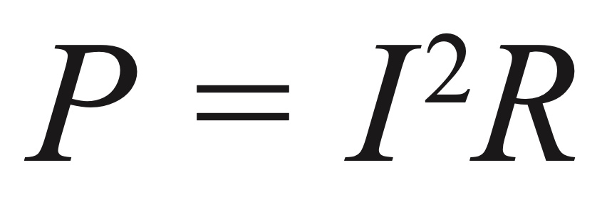<p>P = I<sup>2</sup>R</p>