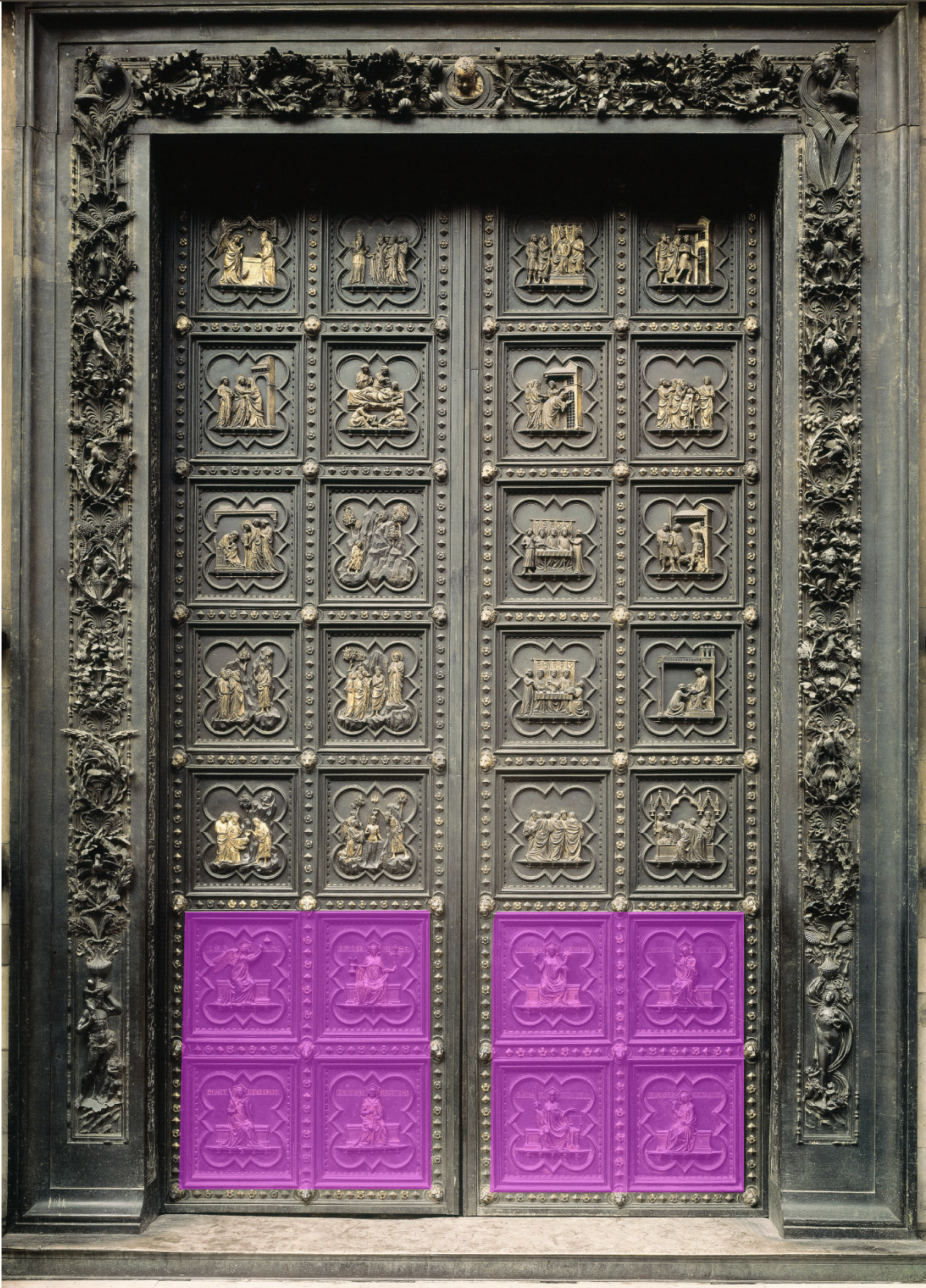 <p>What is the correct label for this selected feature of the south doors of the baptistery of Florence?</p>