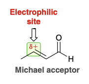 <p>Electrophile that gets attacked</p>