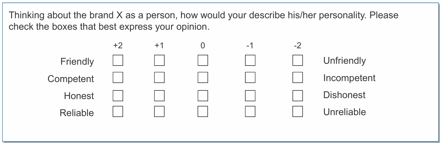 <p>it requires respondents to evaluate an object independently without comparing it directly to another object</p><p>It measures attitudes, brand image, or personality perceptions by presenting respondents with a continuum anchored at opposite ends by bipolar adjective pairs (or antonymous descriptors)</p><p>Respondents choose the point along the scale that best reflects their opinion</p><p>Evaluates attitudes or personality perceptions along a continuum anchored by bipolar adjective pairs</p>