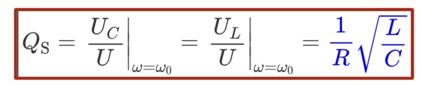 <ul><li><p>A factor that defines the deviation from the input voltage of the voltage across the capacitor or inductor at resonance</p></li><li><p>No unit</p></li><li><p>Can be :</p><ul><li><p>< 1</p></li><li><p>> 1</p></li><li><p>= 1</p></li></ul></li></ul><p></p>