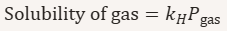 <ul><li><p>k_H = Henry’s law constant</p></li><li><p>P = partial pressure of gas</p></li></ul><p></p>