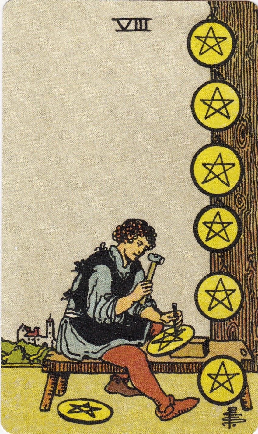 <p>Eight of Pentacles</p>