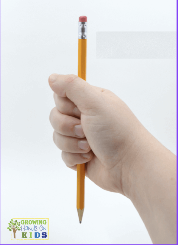 <p>Identify the grasp pattern and what age it typically develops.</p>