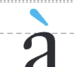 <p>a ancillary mark of sign added to a letter</p>