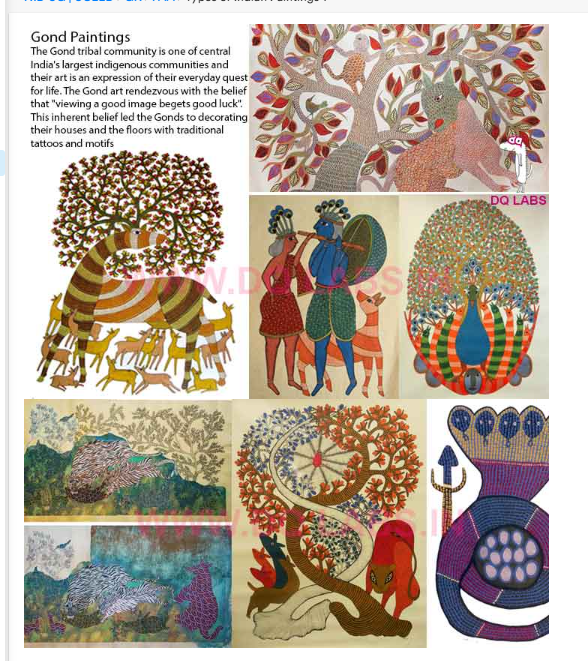 <p>One of central India’s largest indigenous communities. Their art believes that viewing a good image begets good luck, which led the Gonds to decorating their houses and the floors with traditional tattoos and motifs .</p>