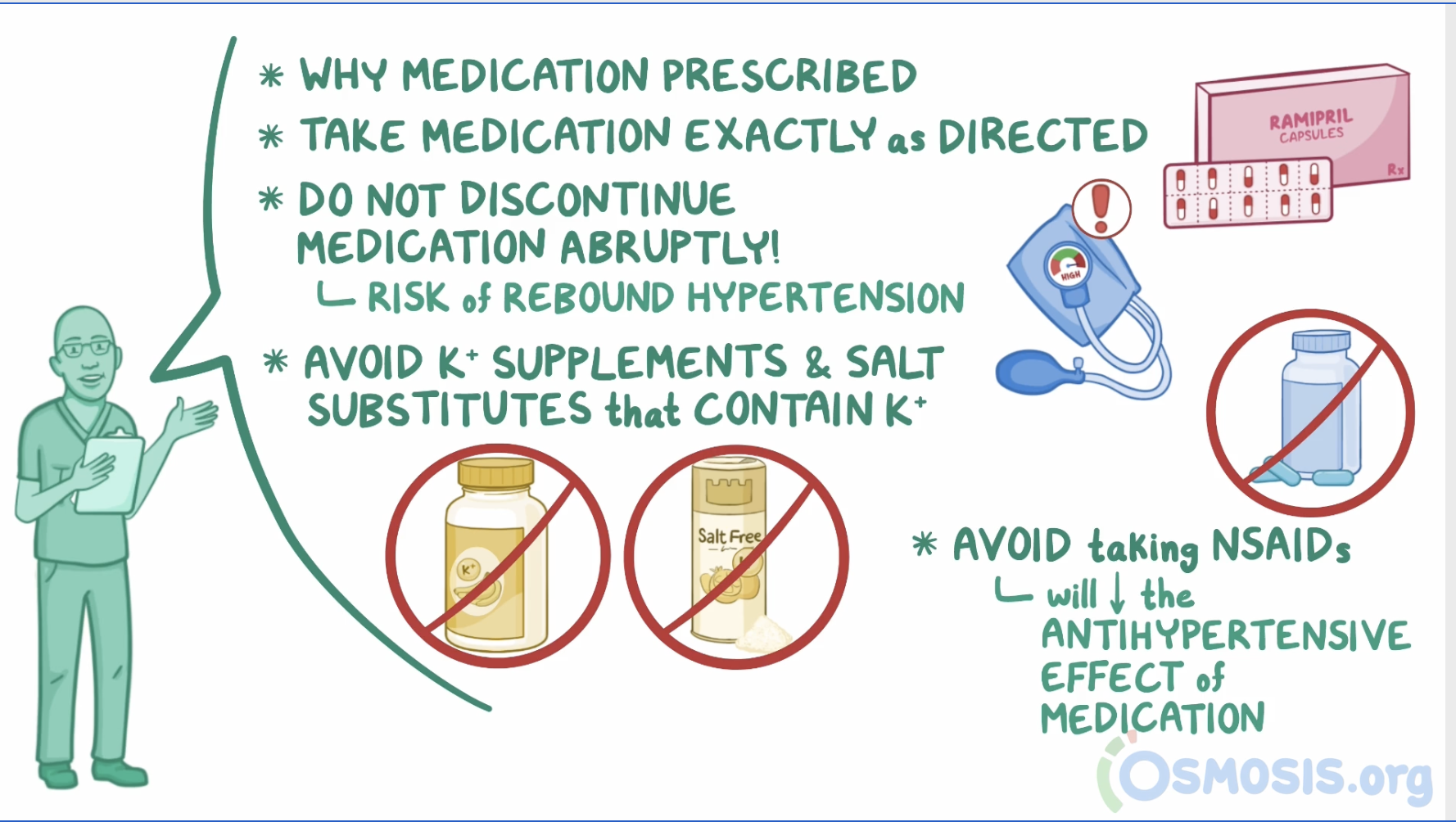 <ul><li><p>Vital signs, especially HR and BP</p></li><li><p>Labs:</p><ul><li><p>CBC</p></li><li><p>Na+</p></li><li><p>K+</p></li><li><p>Creatine</p></li><li><p>BUN</p></li><li><p>Urinalysis</p></li></ul></li><li><p>Negative pregnancy test</p></li></ul><p></p>