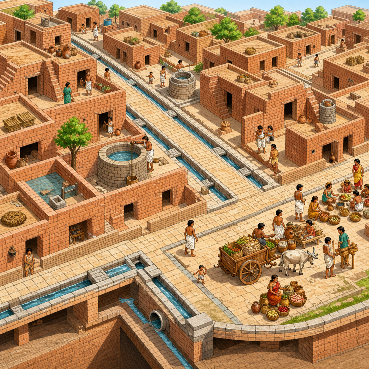 <p>Planned streets, drainage systems, and trade centers</p>