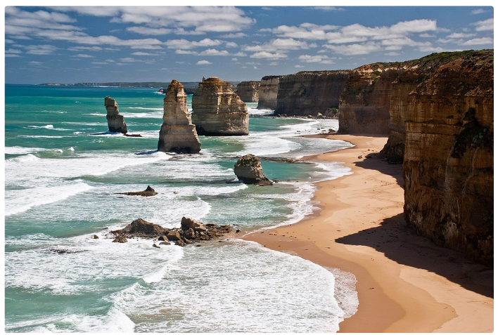 <p>Twelve Apostles, Victoria, Australia</p><p>This is a constantly changing and evolving landscape. The rate of erosion at the base of the limestone pillars is approximately 2 cm per year, and existing headlands are expected to become new limestone stack in the future due to erosion from wave action.</p>