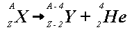 <p>(excessive nuclear mass)</p><p>- Very large unstable atoms, atoms with high atomic mass, may split into nuclear fragments. The smallest stable nuclear fragment that is emitted is a particle consisting of two neutrons and two protons, equivalent to the nucleus of a helium atom </p><p>- Has too many protons and too many neutrons</p><p>- Carries a highly ionizing electric charge (+2)</p><p>- In this decay process the Z- number is reduced by 2 and the A- number reduced by 4</p>