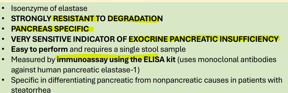 <p><strong><u>fecal enzymes</u></strong></p>