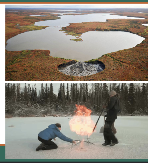 <p><span style="color: rgb(253, 253, 253);">Permafrost thaw </span></p><ul><li><p><span style="color: rgb(253, 253, 253);">Ground that remains frozen for > 2 years. </span></p></li><li><p><span style="color: rgb(253, 253, 253);">Underlies ~24% of the Northern Hemisphere’s land surface.</span></p></li><li><p><span style="color: rgb(253, 253, 253);">Stores ~1,500 Gt of carbon = ~2x what is currently in the atmosphere.</span></p></li><li><p><span style="color: rgb(253, 253, 253);">Thawing releases CO₂ and CH₄ (methane = 80× more potent than CO₂)</span></p></li><li><p><span style="color: rgb(253, 253, 253);">Feedback loop: thaw → emissions → more warming → more thaw</span></p></li><li><p><span style="color: rgb(253, 253, 253);">DESTABILIZES landscapes and infrastructure</span></p></li><li><p><span style="color: rgb(253, 253, 253);">Thermokarst lakes can burn because they release flammable METHANE from thawing permafrost</span></p></li></ul><p></p>