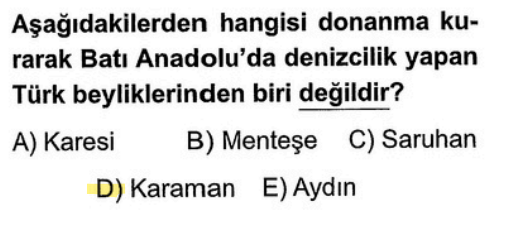 <p>Karamanoğulları Konya ve Karaman çevresinde (iç kesimde) kurulmuştur, denizle kıyısı yoktur. Karesi, Menteşe, Saruhan ve Aydın beylikleri ise Ege kıyısındadır.</p>