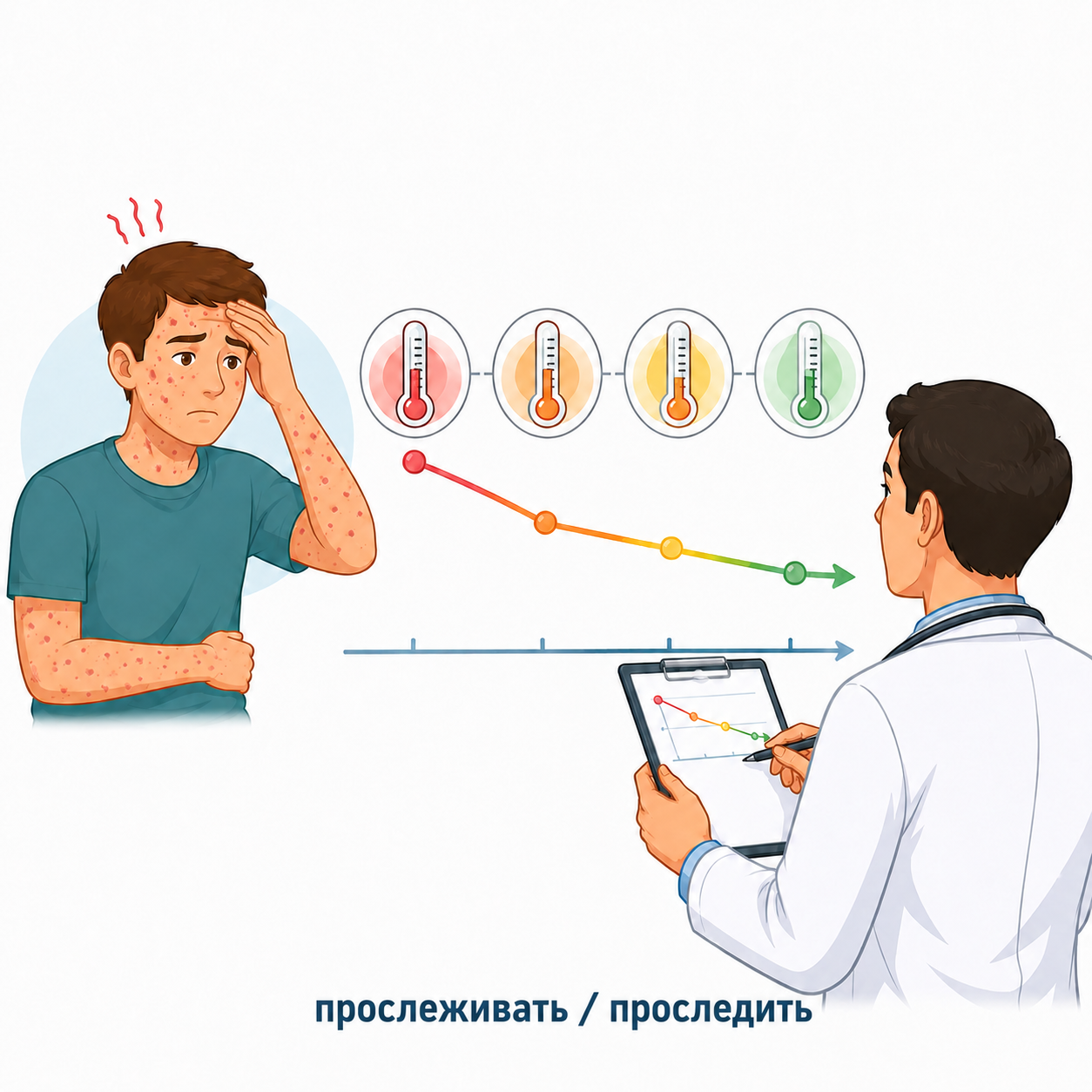 <p>hacer seguimiento / seguir / observar / examinar / rastrear. Пример: Врач проследил динамику температуры.</p>