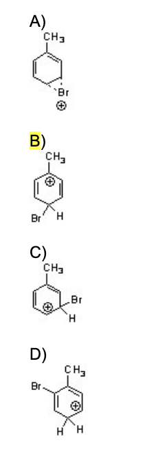 <p>Which of the following is an intermediate in the bromination of toluene?</p>