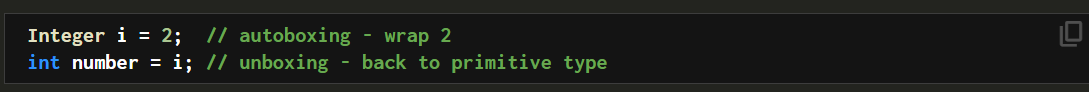 <p>The automatic conversion that the Java compiler makes from the wrapper class to the primitive type. This includes converting an Integer to an int and a Double to a double. </p><ul><li><p>The Java compiler applies unboxing when a wrapper class object is passed as a parameter to a method that expects a value of the corresponding primitive type or assigned to a variable of the corresponding primitive type.</p></li></ul><p></p>