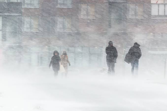 <p>blizzard [ˈblɪzəd] = snowstorm</p>