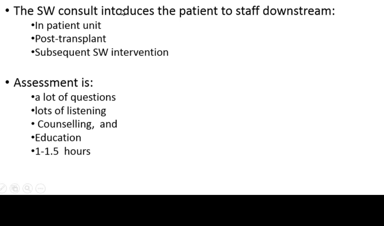 <ul><li><p>introduce them to stuff downstrem </p></li><li><p>ask them a lot of questions - listening for health literacy, informed consent </p></li><li><p>lots of education </p></li><li><p>help them fill in the blanks - understand aspects of their care </p></li><li><p></p></li></ul><p></p>