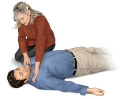 <p>tapping the shoulders and shouting "Hey! Are you OK?"</p>