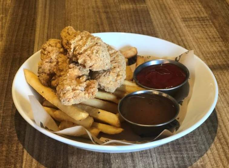 <p>chicken fingers and fries</p>