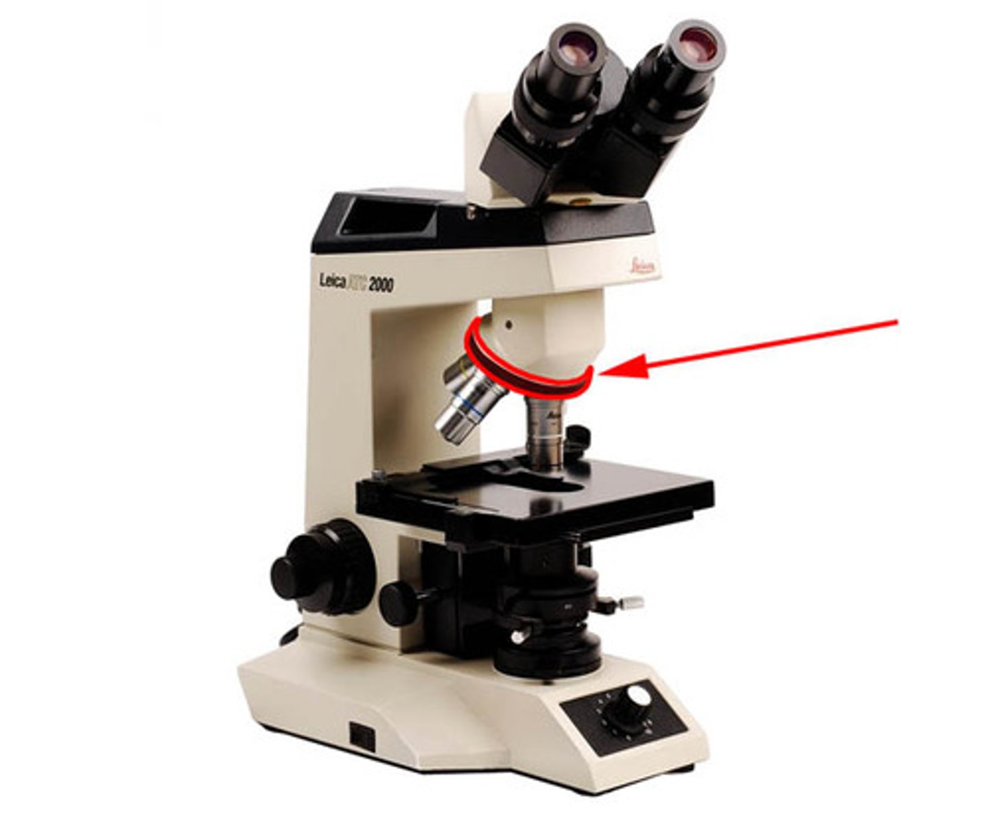 <p>rotates to change objective lenses</p>