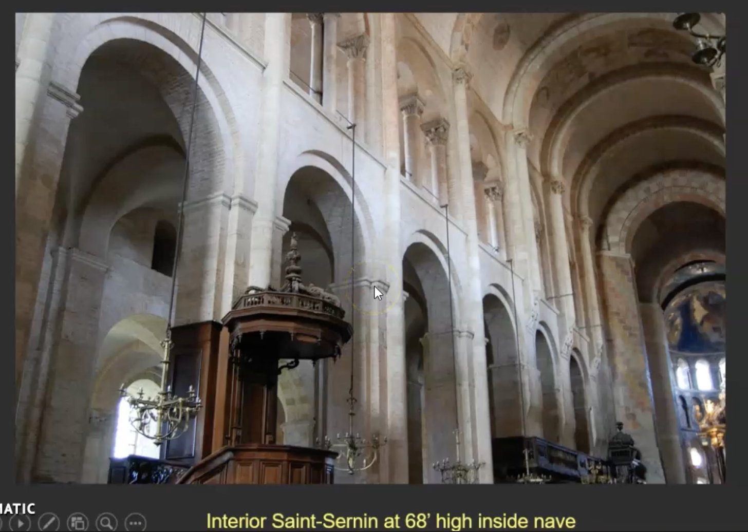 <p>Interior Saint-Sernin at 68' high inside nave</p>