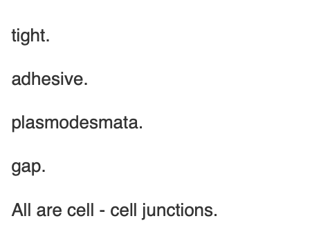 <p><span>Each of the following is a type of cell - cell junctions </span><em>except</em></p>