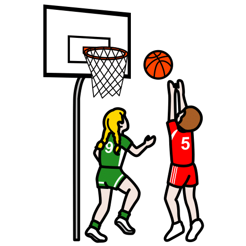 <p><strong>Nghĩa:</strong> Bóng rổ.</p><p><strong>Mẹo âm thanh tương tự:</strong> Basketball — bát-két-bôn — Bé tưởng rổ basketball là cái bát, ném bóng thẳng vào “bát” trên cao.</p><p><strong>Đọc chuẩn:</strong> バ・ス・ケ・ッ・ト・ボ・ー・ル; phải giữ su, to, ru; ッ ngắt và ボー dài.</p><p><strong>Ví dụ:</strong> 兄(あに)は学校(がっこう)のチームでバスケットボールをしています。</p><p><strong>Dịch:</strong> Anh tôi chơi bóng rổ trong đội của trường.</p><p><strong>Nhóm:</strong> 02 · Các môn thể thao</p><p><small>Ảnh: ARASAAC: Sergio Palao / ARASAAC, Gobierno de Aragón · CC BY-NC-SA</small></p>