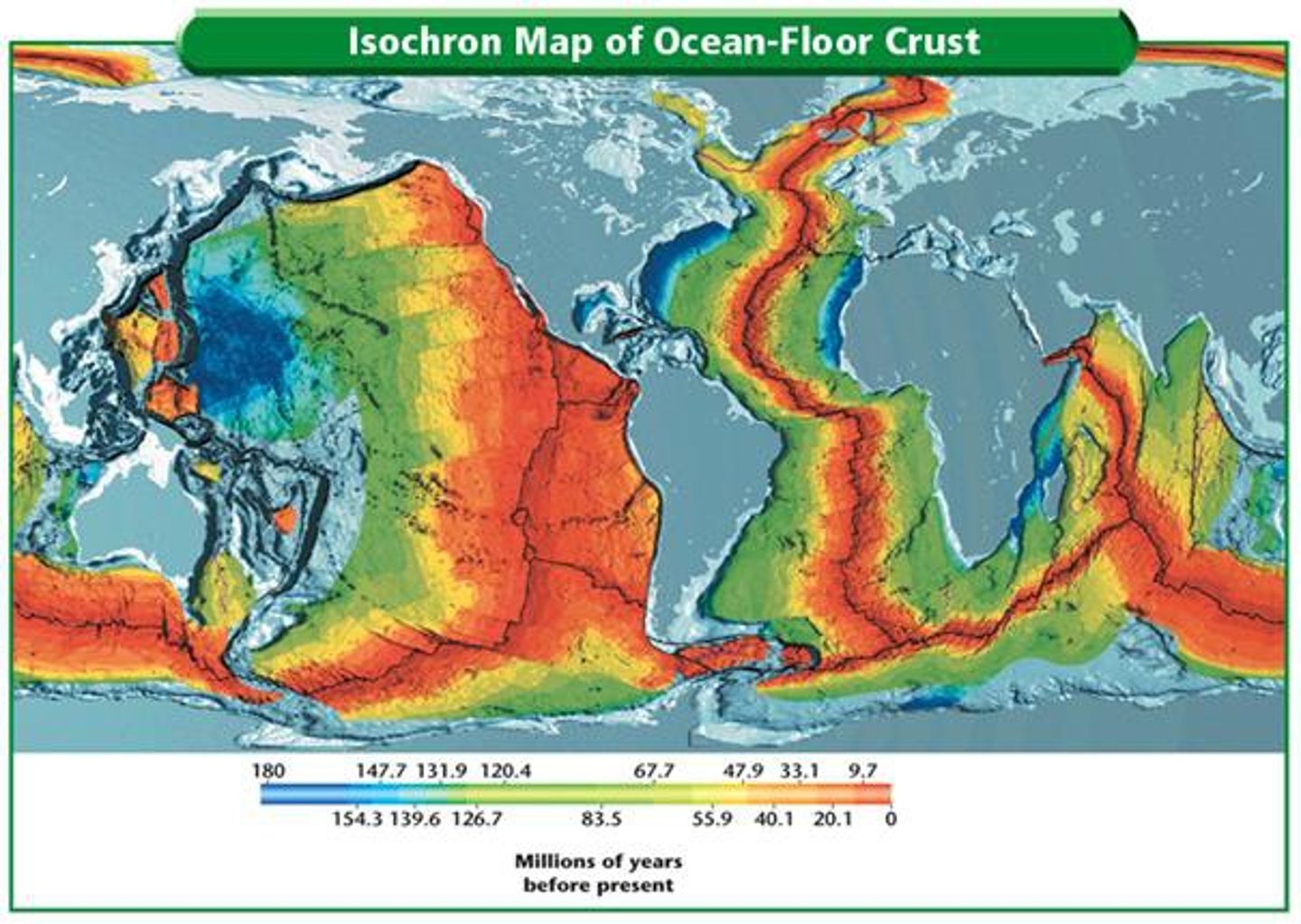 <p>A contour map that displays the variation in time between two seismic events or reflections.</p>