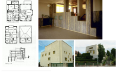 <p>aaneengeschakelde kamers, elke kamer word gevormd door wat er zich in de kamer zou afspelen. de ruimtes worden bekleed in materialen die bijdragen aan de betekenis van de ruimte.</p>