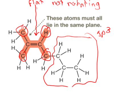 <p>Those atoms and atoms to which they are directly bonded prefer to lie in same plane </p>