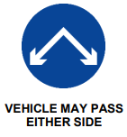<p>Vehicle May Pass Either Side</p>