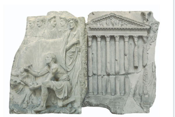 <p>Villa Medici Sacrifice Relief </p><p></p><ul><li><p><strong>Date:</strong> 1st c. CE</p></li><li><p><strong>Material:</strong> marble</p></li><li><p><strong>Shows:</strong> sacrifice in front of temple</p></li><li><p><strong>Main idea:</strong> public ritual + religio</p></li><li><p><strong>Trap:</strong> Focus on ritual action, not just temple</p></li></ul><div data-type="horizontalRule"><hr></div><p></p>
