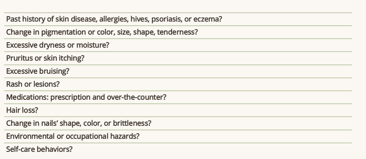 <p>health history questions </p>