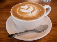 <p>espresso coffee topped with frothed hot milk Example: She ordered a hot _____ with extra foam. cà phê cappuccino c / u Cà phê Ý espresso pha sữa nóng và lớp bọt sữa dày. UK: /ˌkæp.əˈtʃiː.nəʊ/ | US: /ˌkæp.əˈtʃiː.noʊ/</p>