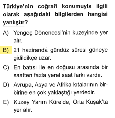 <p>21 Haziran'da <strong>kuzeye</strong> gidildikçe gündüz uzar. Güneye gidildikçe gündüz kısalır.</p>