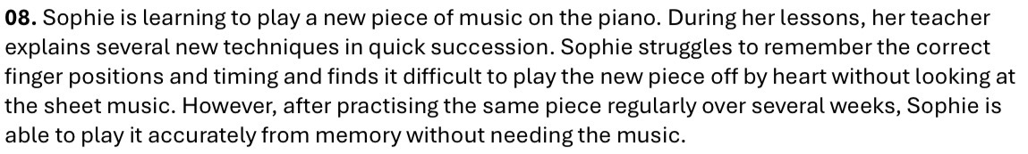 <p>Discuss the multi-store model of memory. Refer to Sophie’s experiences in your answer (16)</p>