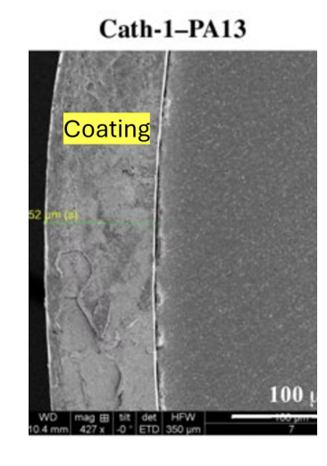 <p><strong>Antifouling (preventing the unwanted buildup of materials on a surface, especially biological substances) </strong>surfaces are engineered to thermodynamically disfavor protein binding — by maximizing surface-water affinity (by making a surface super hydrophilic => energetically expensive for a protein to push the water molecule out of the way) and minimizing protein-surface interactions (neutral charged surface [minimize electrostatic attractions] or by using steric hindrance like PEG chains!). </p><p>Strategy: Hydrophilic Coatings (PEGylation): Polyethylene glycol (PEG) chains form a <strong>dense hydration layer</strong>. Displacing this layer to adsorb a protein costs significant free energy — making adsorption thermodynamically unfavorable.</p><p>Strategy: Zwitterionic Surfaces Equal positive and negative charges create an ultra-strong, <strong>tightly bound hydration shell </strong>via electrostriction (when a material slightly changes shape when exposed to an electric field) (the zwitterionic molecules have equal positive and negative charges; they bind water via very strong ionic-dipole interactions rather than just hydrogen bonding!). <strong>Protein adsorption is entropically and enthalpically penalized — among the most effective antifouling strategies known.</strong></p><p>Cath-1 (image) = an example of an antifouling surface. </p>