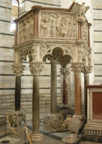 <p>Que dire de la chaire du baptistère de Pise ?</p>